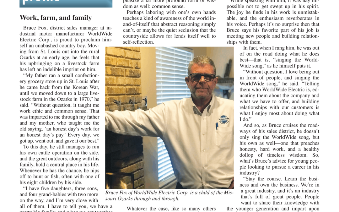 WorldWide Electric’s Bruce Fox featured in Electrical Apparatus